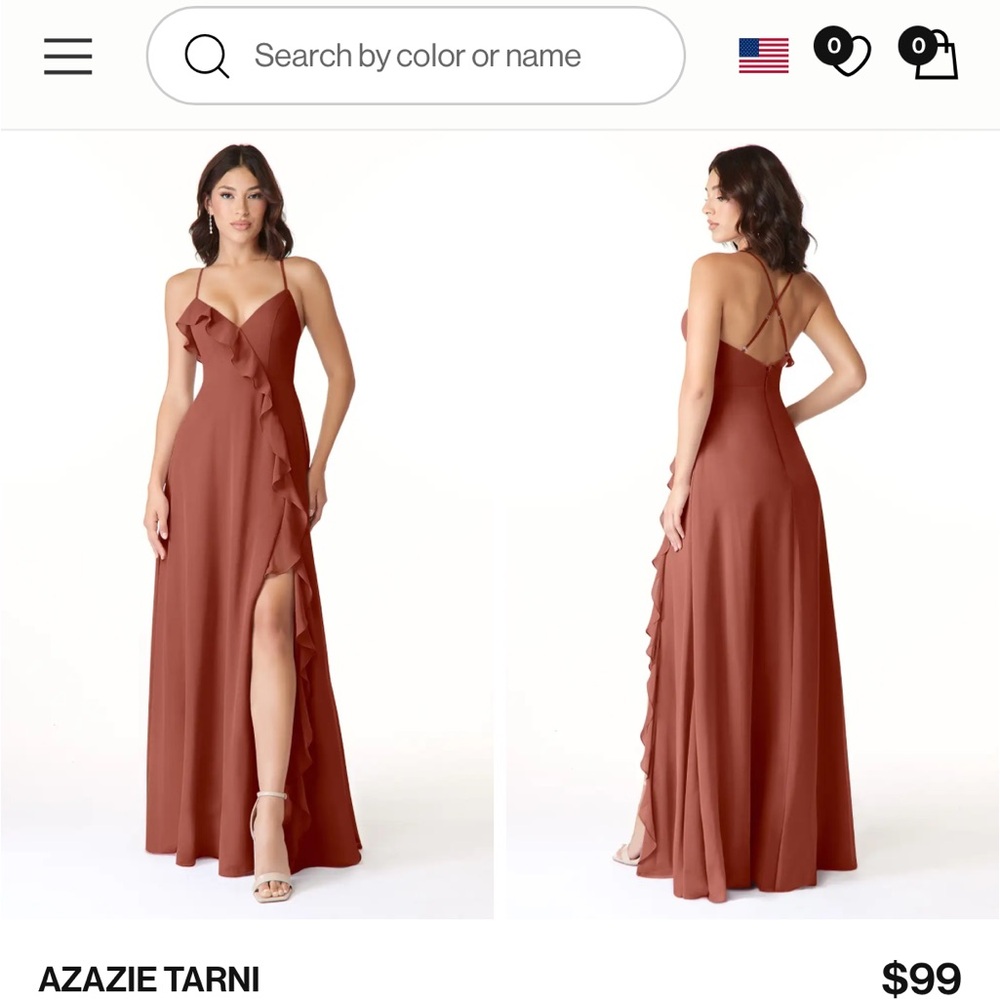 Azazie Tarni Ruffle Dress in Auburn